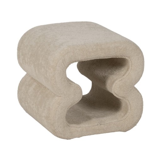 Taburet bej cu tapițerie din țesătură bouclé – Ixia