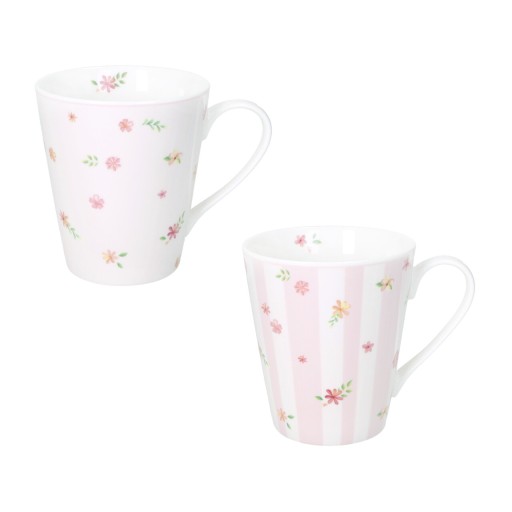 Set 2 cani, Polline Pink, Brandani, D8.5x10 cm, 320 ml, portelan New Bone China