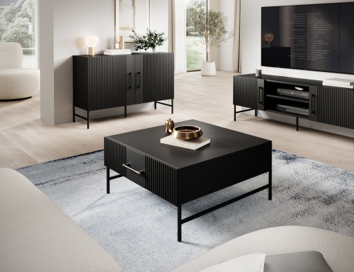 Masuta de cafea ELTAP, Raftt, 82x82x40 cm, PAL/MDF, negru