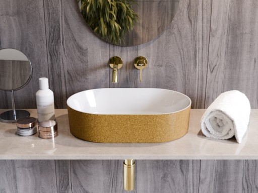 Lavoar tip bol Besco Lova Glam 34x53x13cm  mineral DuraBe  auriu