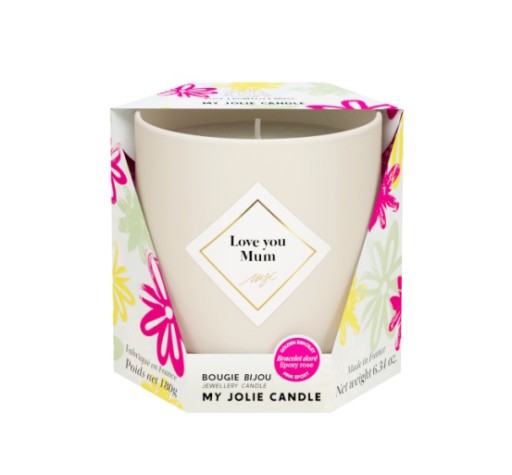 Lumanare parfumata My Jolie Candle Les Essentielles Rose du Jardin 180g + bratara aurie cu decor roz