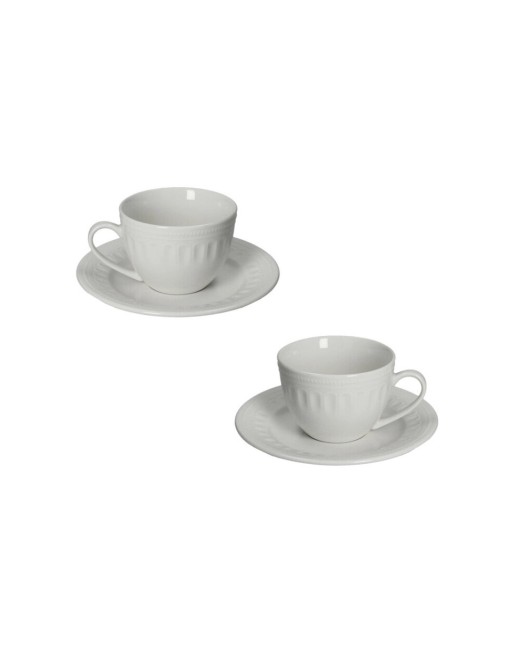 Set 2 cesti cu farfurie pentru ceai, Senzatempo, Brandani, D16x7 cm, portelan New Bone China