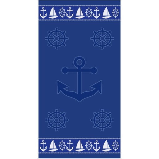 Prosop de plajă albastru din bumbac 70x140 cm Anchor – B.E.S.