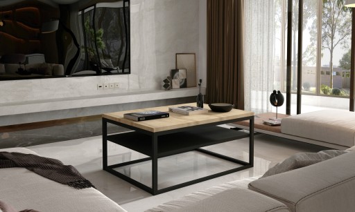 Masuta de cafea ELTAP, Vince, 100x60x46 cm, metal/PAL, negru/sonoma