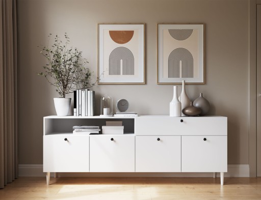 Comoda ELTAP, Dullum, 200x40x75 cm, MDF, alb