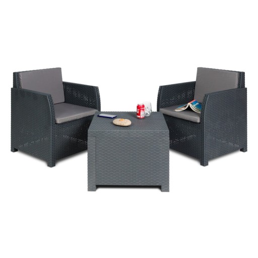 Set mobilier de grădină gri închis din plastic pentru două persoane Diana – Toomax