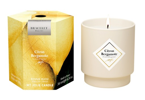 Lumanare parfumata My Jolie Candle Les Surprenantes Bergamot Lemon 180g + bratara argintie surpriza