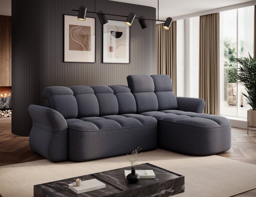 Coltar extensibil dreapta 3 locuri ELTAP, Beneth, 301x185x115 cm, lemn/poliester, albastru
