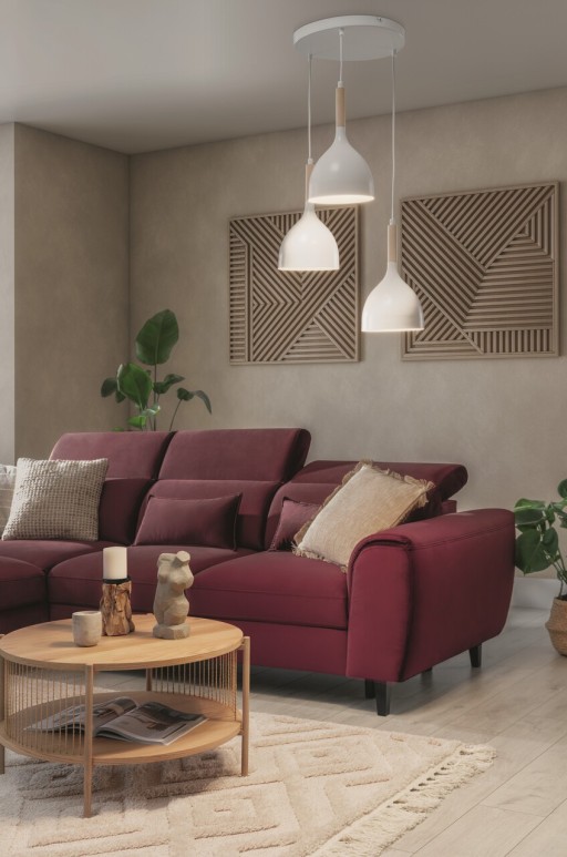 Lustra ELTAP, Woldes, 42x110 cm, 3xE27, 15W, otel, alb/natur