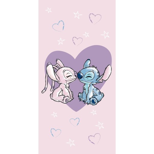Prosop pentru copii roz din bumbac 70x140 cm Lilo and Stitch "Love" – Jerry Fabrics