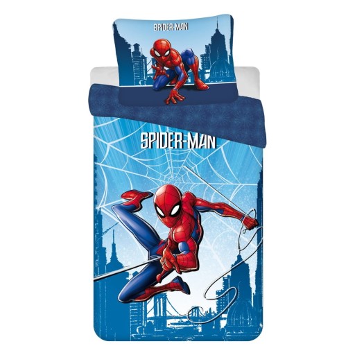Lenjerie de pat pentru copii albastră din bumbac pentru pat de o persoană 140x200 cm Spider-man "Blue" – Jerry Fabrics