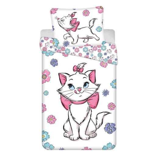 Lenjerie de pat pentru copii albă din bumbac pentru pat de o persoană 140x200 cm Marie Cat "Floral" – Jerry Fabrics