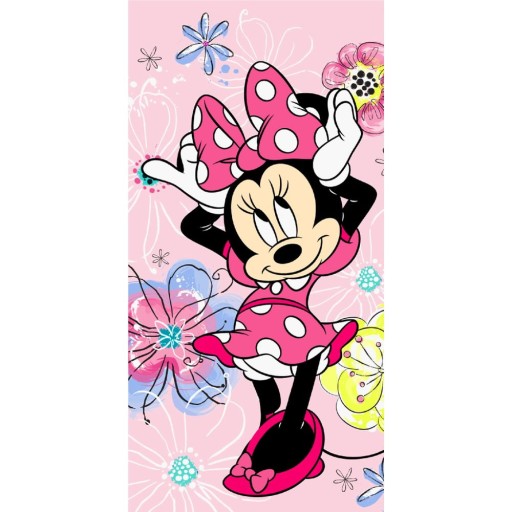 Prosop pentru copii roz din bumbac 70x140 cm Minnie "Pink bow" – Jerry Fabrics