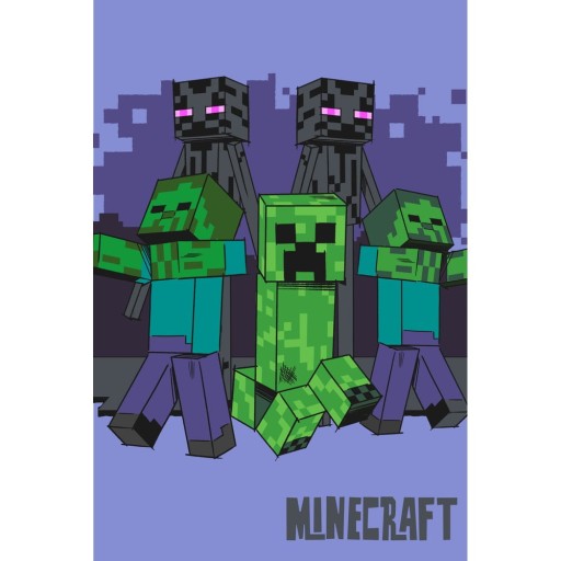 Pătură pentru copii din polar, fleece 100x150 cm Minecraft "Mobs coming for you" – Jerry Fabrics