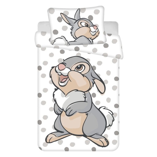 Lenjerie de pat pentru copii albă-gri din bumbac pentru pătuț 100x135 cm Thumper "Dots" – Jerry Fabrics
