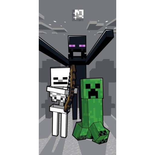 Prosop pentru copii gri din bumbac 70x140 cm Minecraft "Mob Attack" – Jerry Fabrics