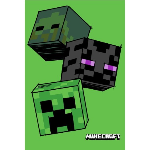 Pătură pentru copii verde din polar, fleece 100x150 cm Minecraft "The Mobs" – Jerry Fabrics