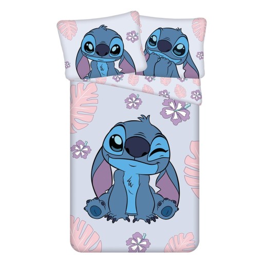 Lenjerie de pat pentru copii albastră-mov din bumbac pentru pat de o persoană 140x200 cm Lilo and Stitch "Cute" – Jerry Fabrics
