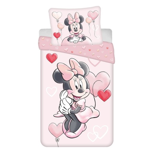 Lenjerie de pat pentru copii roz din bumbac pentru pat de o persoană 140x200 cm Minnie "Balloon" – Jerry Fabrics