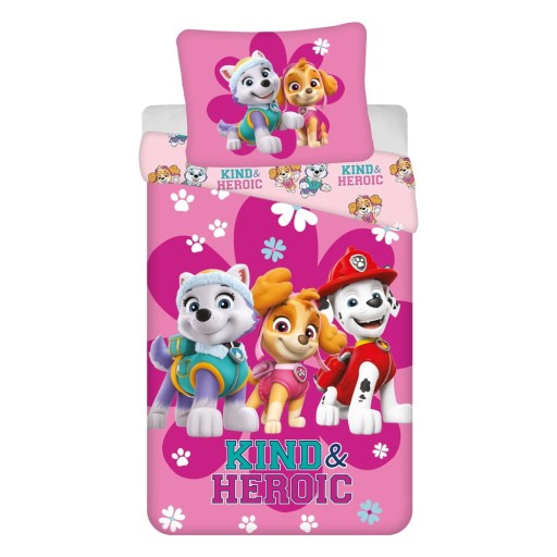 Lenjerie de pat pentru copii roz din bumbac pentru pat de o persoană 140x200 cm Paw Patrol "Heroic" – Jerry Fabrics