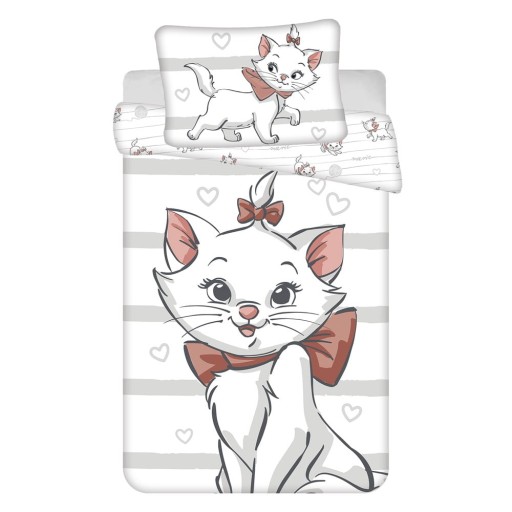 Lenjerie de pat pentru copii albă din bumbac pentru pătuț 100x135 cm Marie Cat "Bow" – Jerry Fabrics