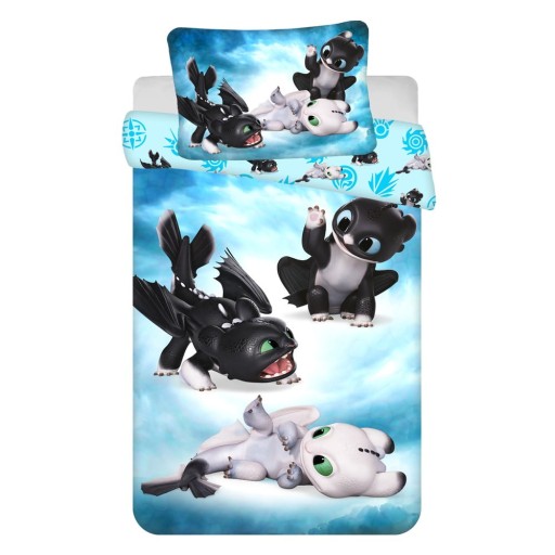 Lenjerie de pat pentru copii albastră din bumbac pentru pătuț 100x135 cm How to Train Your Dragon "Babies" – Jerry Fabrics