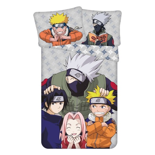 Lenjerie de pat pentru copii din bumbac pentru pat de o persoană 140x200 cm Naruto "Grey" – Jerry Fabrics