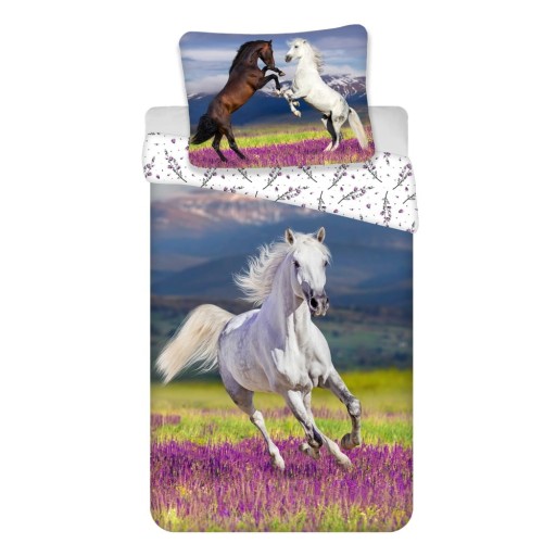 Lenjerie de pat pentru copii din bumbac pentru pat de o persoană 140x200 cm Horse "Meadow" – Jerry Fabrics