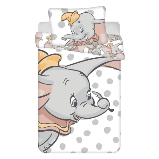 Lenjerie de pat pentru copii albă-gri din bumbac pentru pătuț 100x135 cm Dumbo "Dots" – Jerry Fabrics