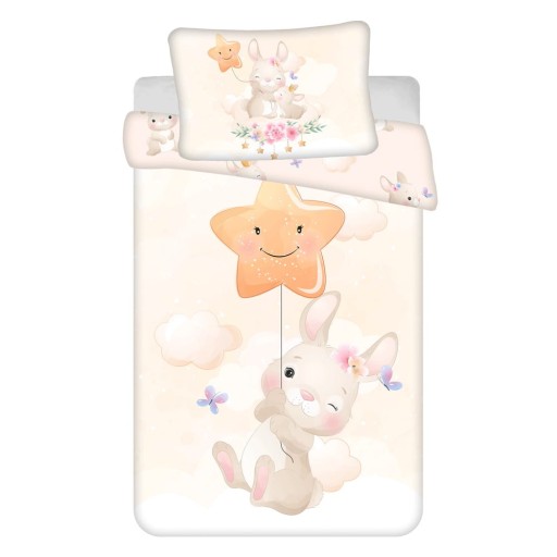 Lenjerie de pat pentru copii galbenă din bumbac pentru pătuț 100x135 cm Bunny "Star" – Jerry Fabrics