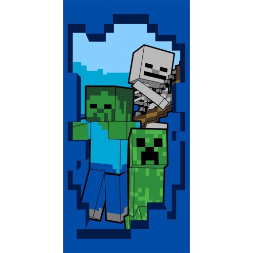 Prosop pentru copii albastru din bumbac 70x140 cm Minecraft "Beware" – Jerry Fabrics
