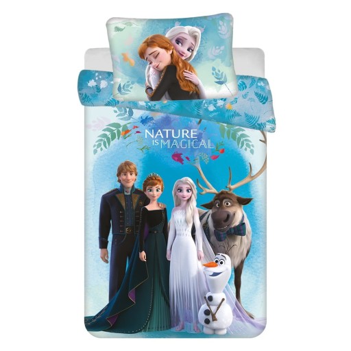 Lenjerie de pat pentru copii albastră din bumbac pentru pătuț 100x135 cm Frozen "Blue" – Jerry Fabrics