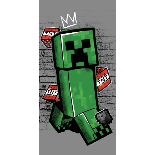 Prosop pentru copii verde-gri din bumbac 70x140 cm Minecraft "Metro Art Creeper" – Jerry Fabrics