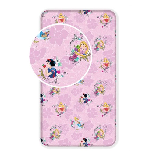 Cearceaf pentru copii roz din bumbac cu elastic 90x200 cm The Pincesses "Pink" – Jerry Fabrics