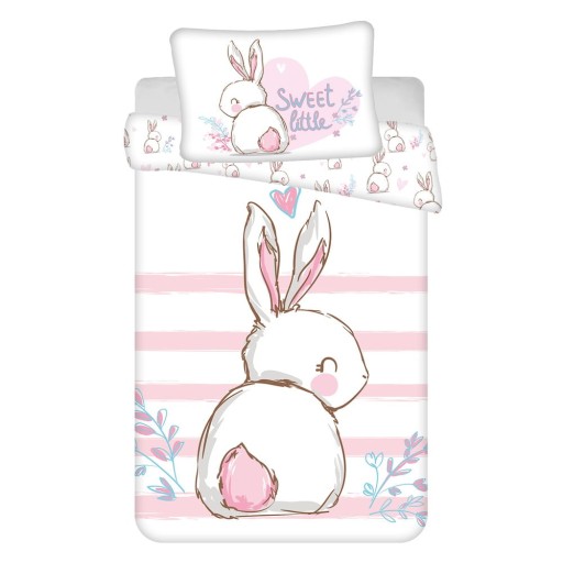 Lenjerie de pat pentru copii albă-roz din bumbac pentru pătuț 100x135 cm Bunny "Sweet" – Jerry Fabrics
