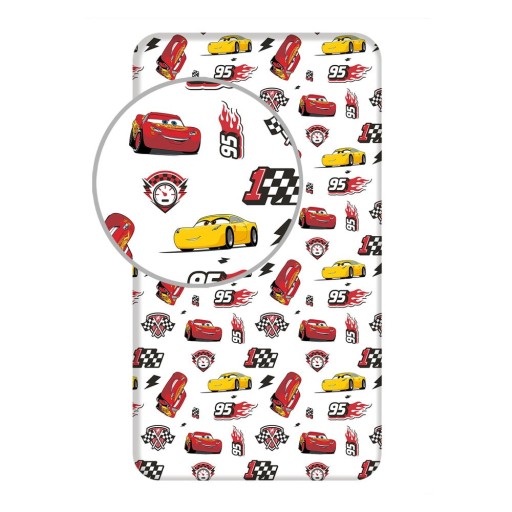 Cearceaf pentru copii din bumbac cu elastic 90x200 cm Cars "McQueen" – Jerry Fabrics