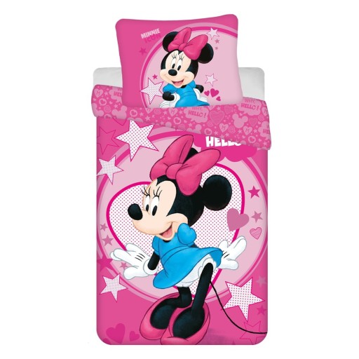 Lenjerie de pat pentru copii roz din microfibră pentru pat de o persoană 140x200 cm Minnie "Hello" – Jerry Fabrics