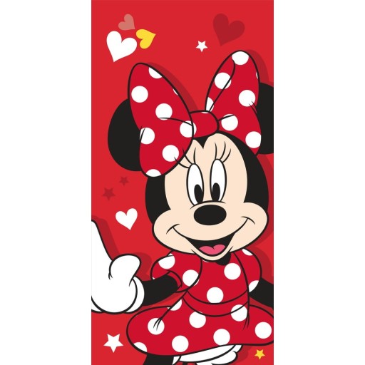 Prosop pentru copii roșu din bumbac 70x140 cm Minnie "Red heart" – Jerry Fabrics