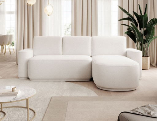 Coltar extensibil dreapta 4 locuri ELTAP, Aurumm, 285x180x92 cm, lemn/poliester, alb