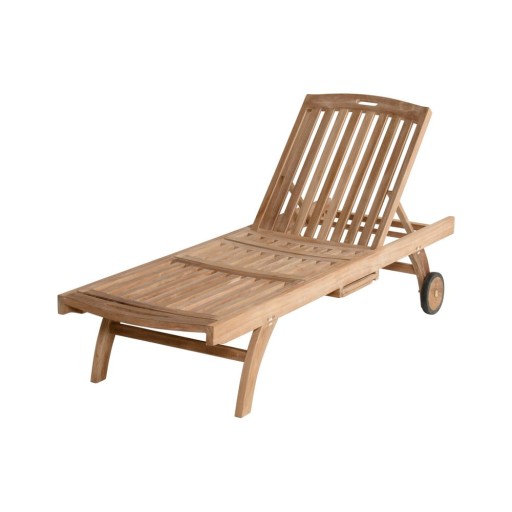 Șezlong de grădină în culoare naturală din lemn masiv Skagen – Hartman