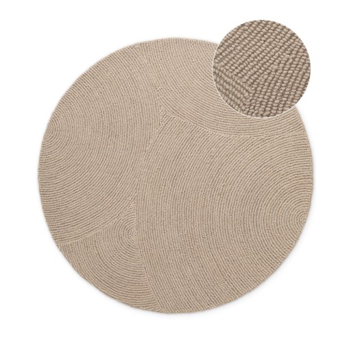 Covor bej țesut manual rotund din lână ø 150 cm Eleni Light Beige – Hanse Home