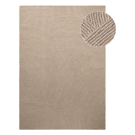 Covor bej țesut manual din lână 80x150 cm Eleni Light Beige – Hanse Home