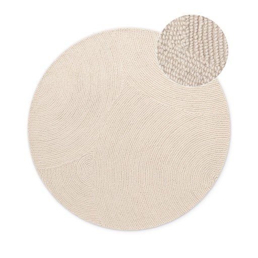 Covor în culoare naturală deschisă, țesut manual, rotund, din lână ø 150 cm Eleni Natural White – Hanse Home