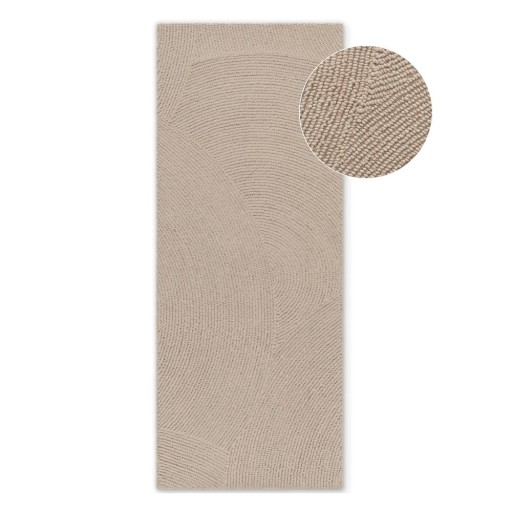 Covor tip traversă bej țesut manual din lână 80x300 cm Eleni Light Beige – Hanse Home