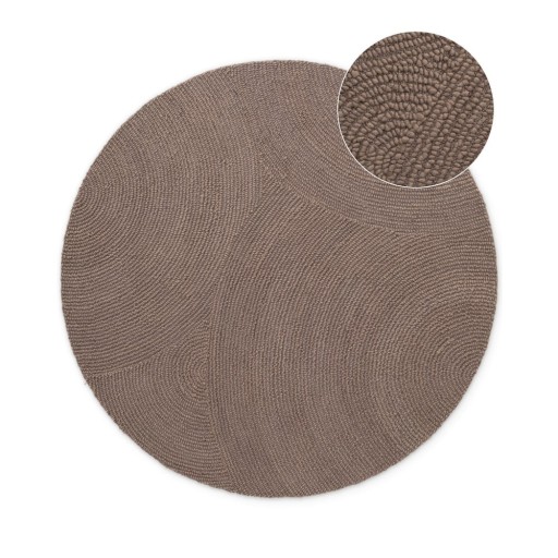 Covor taupe țesut manual rotund din lână ø 150 cm Eleni Taupe – Hanse Home
