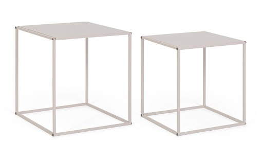 Set 2 masute de cafea Alrik, Bizzotto, 34x34x37 cm/38x38x41 cm, otel, bej