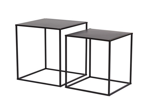 Set 2 masute de cafea Alrik, Bizzotto, 34x34x37 cm/38x38x41 cm, otel, negru