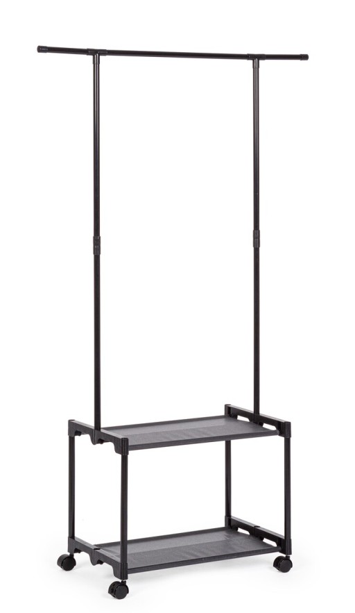 Suport pentru umerase Roald, Bizzotto, 86x35x156 cm, otel/TNT, negru