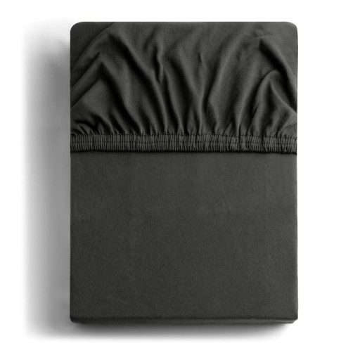Cearceaf gri închis din jerseu cu elastic 220x200 cm Amber – Restilo