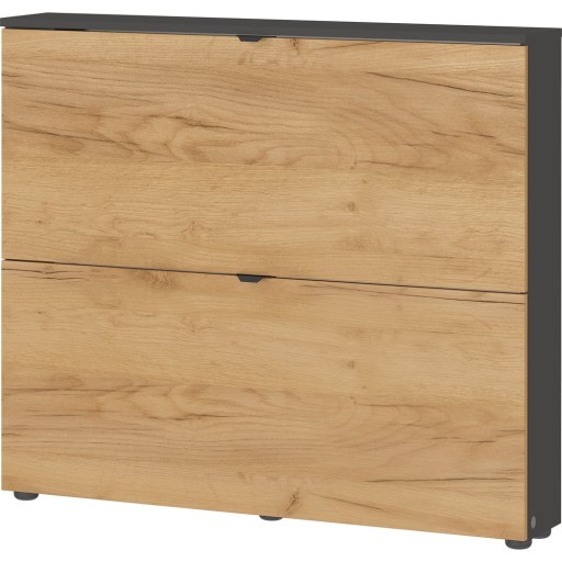 Pantofar gri antracit/în culoare naturală cu deschidere înclinată/suspendat cu aspect de lemn de stejar 100x85x19 cm Renell – Germania